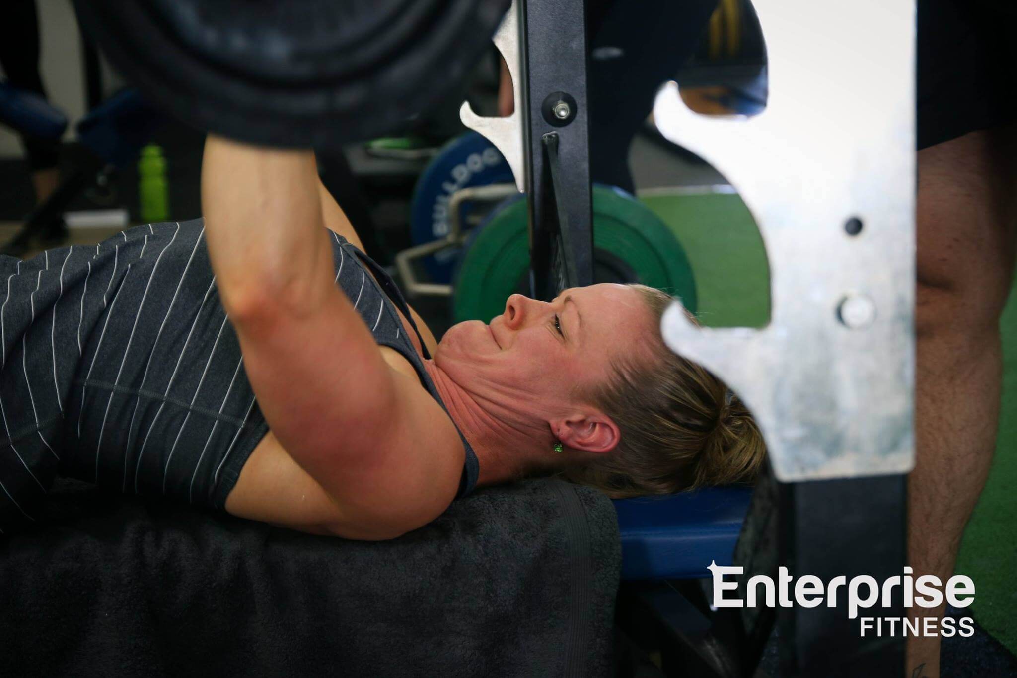 Kristi Davidson workout chest press training enterprise fitness melbourne personal trainers