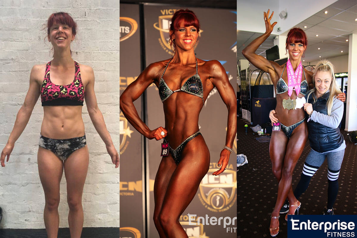Kiko Berry Carla Girolamo Figure Competitor Enterprise Fitness ICN All Female Classic Placing First Body Competition Melbourne Best Personal Trainers Trainer Training Transformation Before After Muscle How To Lean Up Gym