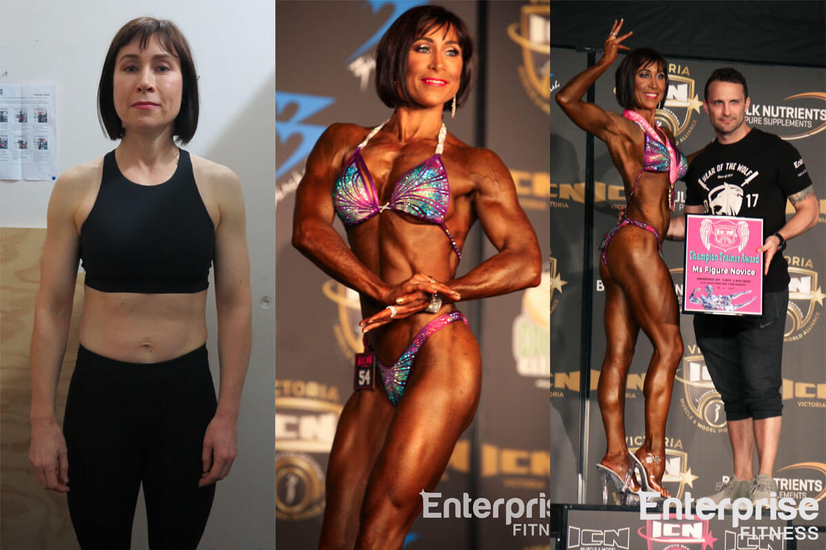 Kerryn Gamble Mum Mother Motivational Speaker Women Woman Chris Churchward First Place Winner ChampionEnterprise Fitness ICN All Female Classic Placing First Body Competition Melbourne Best Personal Trainers Trainer Training Transformation Before After Muscle How To Lean Up Gym
